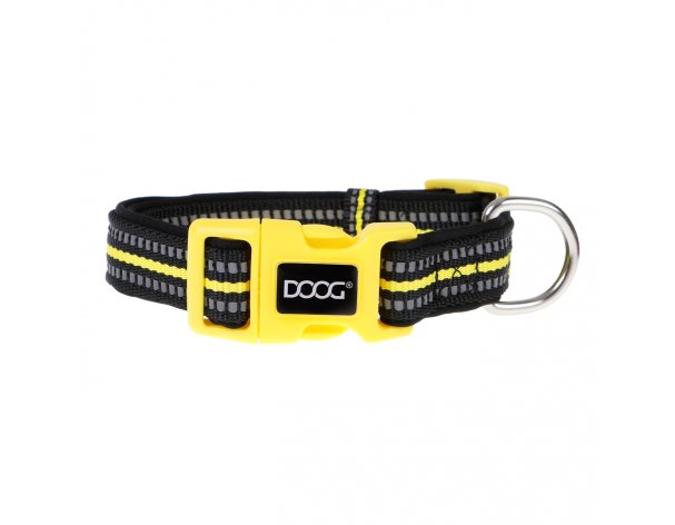 Collar for dogs Doog Neon Bolt, 42-62 cm, black and yellow, L