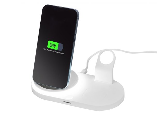 Станция зарядная складная с беспроводной зарядкой Evolt Flashport, 15 Вт, белый (591077)
