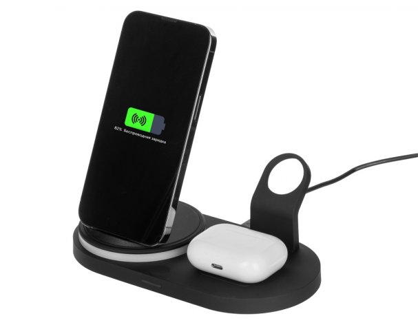 Станция зарядная складная с беспроводной зарядкой Evolt Flashport, 15 Вт, черный (591076)