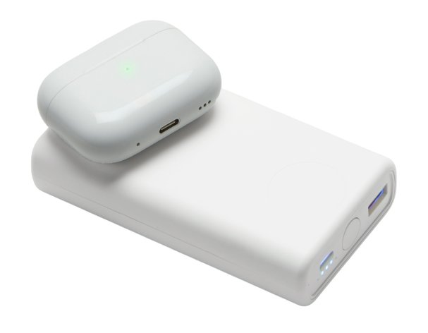 Аккумулятор внешний беспроводной 2-в-1 Qjet с функцией зарядки Apple Watch, QC/PD AtomIQ, 10000 мАч, белый (595846)