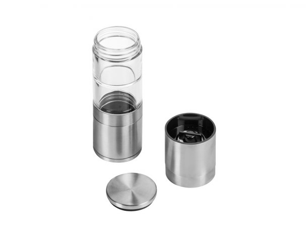Mill double mechanical Eat&Bite Twin salt and pepper, silver/transparent (627016)