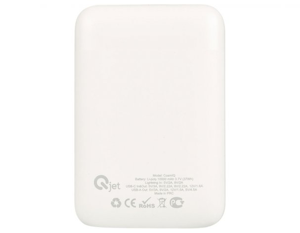 Аккумулятор внешний с быстрой зарядкой Qjet QC/PD CosmIQ, 10000 мАч, белый (696816)