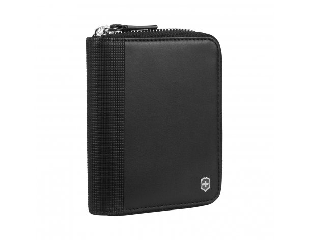 Wallet Victorinox Altius Alox with zipper, genuine leather, 12x2x10 cm, black (611576)