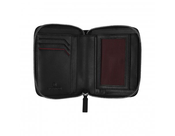 Wallet Victorinox Altius Alox with zipper, genuine leather, 12x2x10 cm, black (611576)