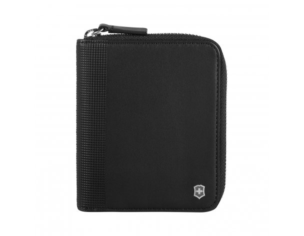 Wallet Victorinox Altius Alox with zipper, genuine leather, 12x2x10 cm, black (611576)