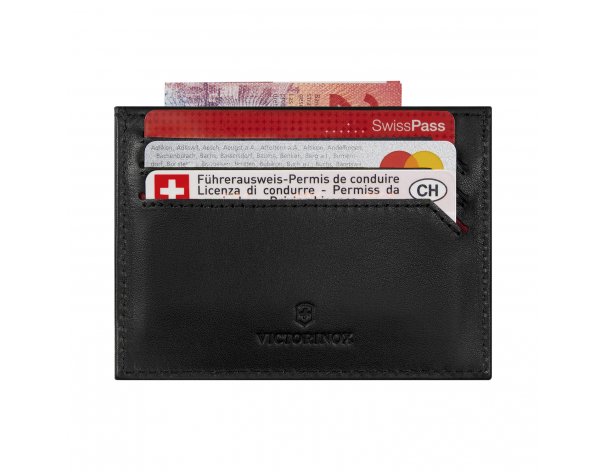 Визитница Victorinox Altius Alox с защитой от сканирования RFID, натуральная кожа, 8x1x10 см, чёрная (611580)