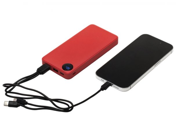 Аккумулятор внешний с дисплеем Evolt Mild, 10 000 mAh, красный (591231)