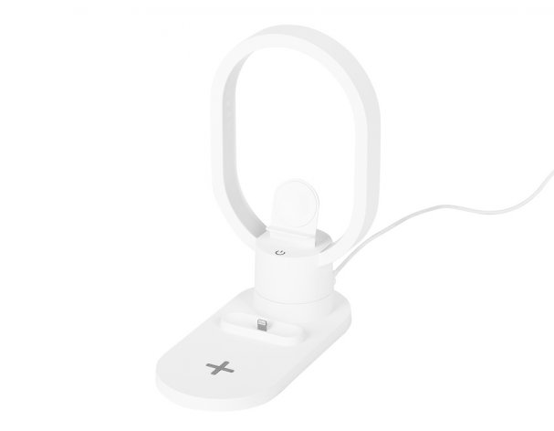 Charging station wireless 4-in-1 Evolt Portal with lamp, 15 W, white (592206)