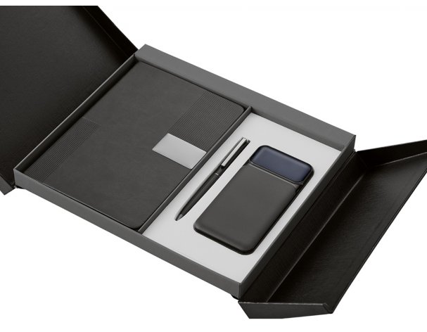 Gift set Lettertone Tesla with an A5 notepad, pen, and 10,000 mAh power bank, black