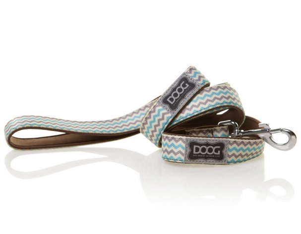Dog leash Doog Benji, 120x1.5 cm, brown-blue zigzag, S