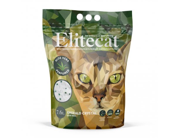 Наполнитель впитывающий силикагель EliteCat Emerald Aloe Vera 7.6 л