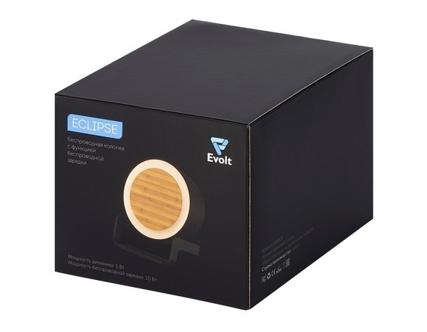 Portable speaker Evolt Eclipse with wireless charging function, 5W/10W, black (898410