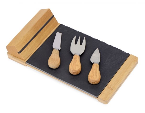 Набор для сыра из сланцевой доски и ножей Bamboo collection Taleggio, светло-коричневый (822108)