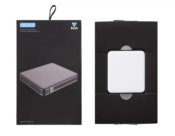 Battery external Evolt Brick 5 with fast charging PD, 5000 mAh, white (392306)