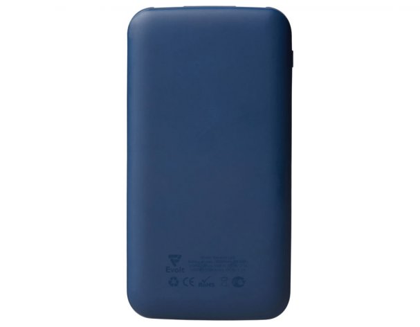 Набор из внешнего акуумулятора и универсального кабеля Evolt Reserve LED, 10000mAh, темно-синий