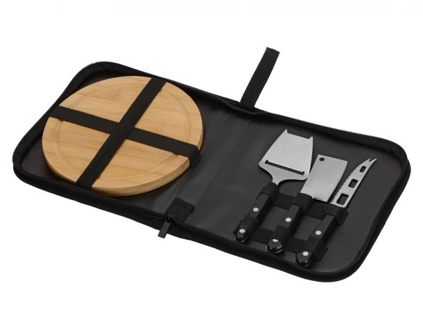 Cheese set with utensils Fabrizio, black RA-282953