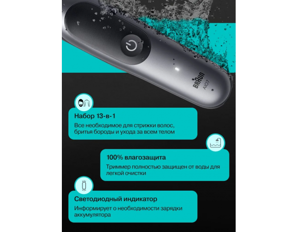 Триммер электрический Braun AIO7560 Black Spc Grey