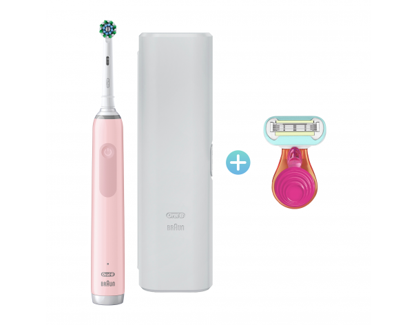 Щетка зубная электрическая Oral-B Pro 3 D505.513.3X розовая+ Бритва женская Gillette Venus Snap