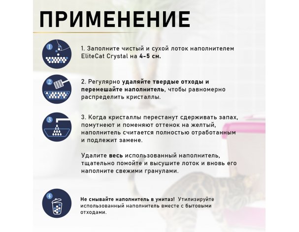 Наполнитель впитывающий силикагель EliteCat Crystal Pure 7.6 л