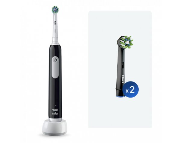 Щетка зубная электрическая Oral-B Pro 1 черная + насадки Cross Action 2 шт