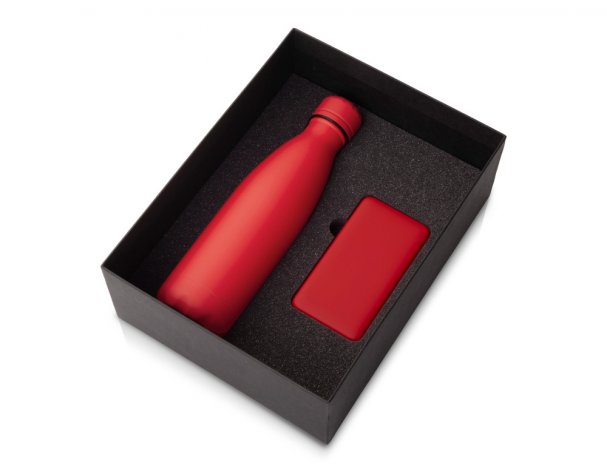 Gift set Color It with thermal bottle and power bank C1, 5000 mAh, red (210124.04)