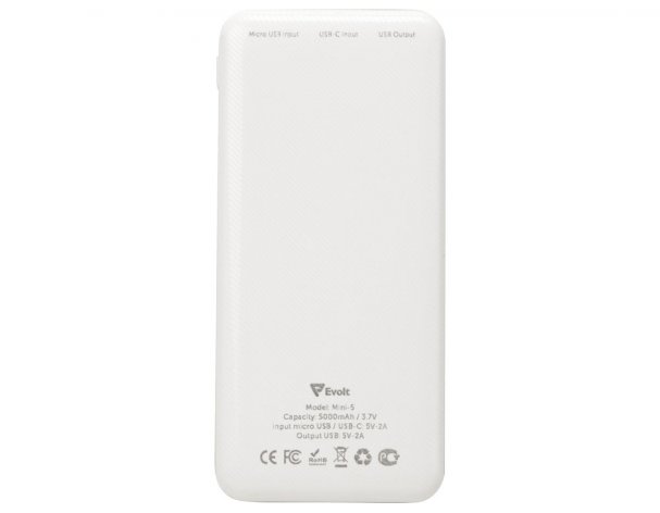 External battery Evolt Mini-5, 5000 mAh, white (392206)