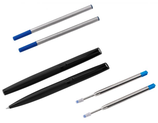 Gift pen set Lettertone Dumas: a ballpoint pen and a rollerball, 4 refillable ink cartridges (2 ballpoint, 2 rollerball), and a case (180937).