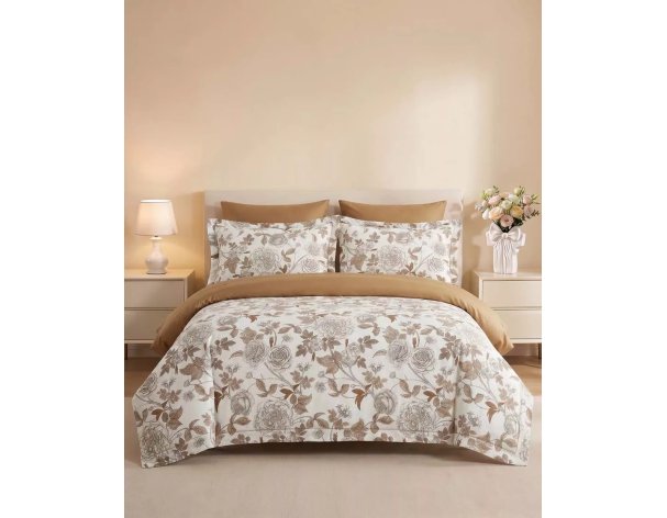 Bedding set Arya Exclusive Cherish Euro, double white, light brown 8680943246981