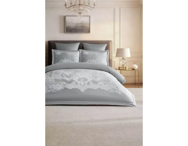 Bedding set Arya Noble Epic Euro, double silver, white 8680943260482