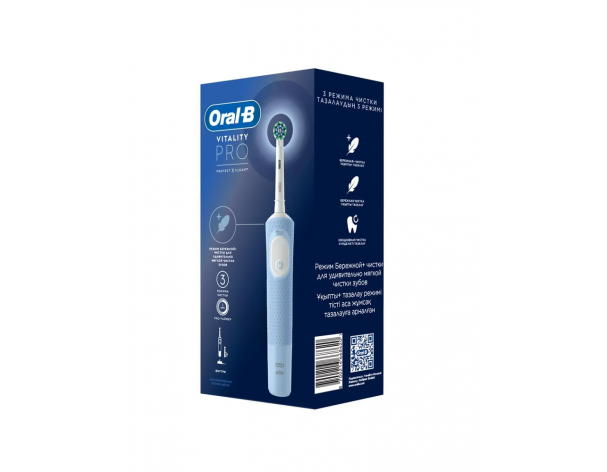 Щетка зубная электрическая Oral-B Vitality Pro D103.423.3H Голубая + насадка Oral-B EB60 Sensitive Clean, 1 шт.