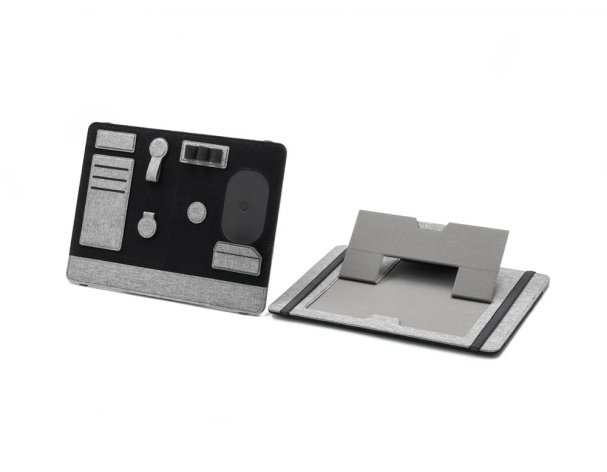 Clipboard Pro Folding Laptop Stand and Accessory Organizer Brand Charger, Gray (833121)