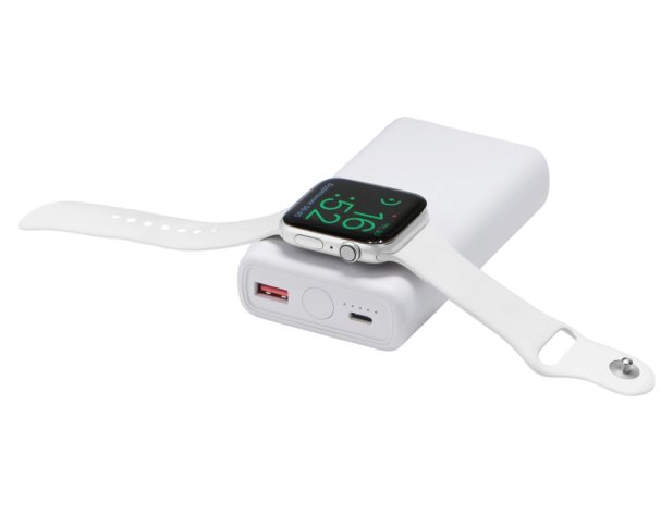 Аккумулятор внешний беспроводной 2-в-1 Qjet с функцией зарядки Apple Watch, QC/PD AtomIQ, 10000 мАч, белый (595846)