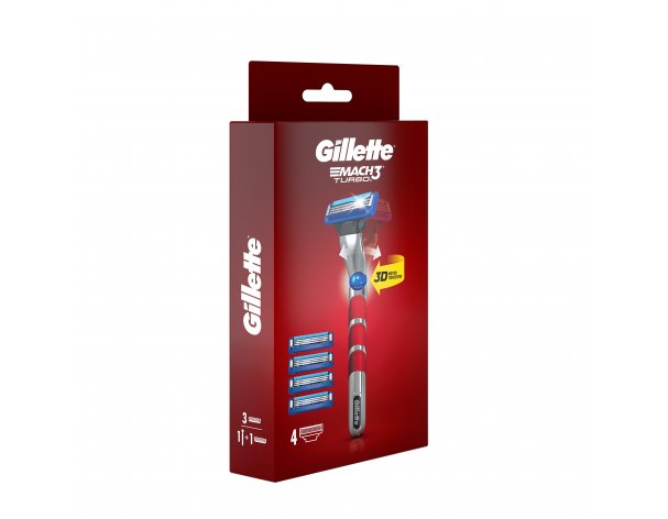 Станок бритвенный Gillette Mach3 Turbo с 4 сменными кассетами