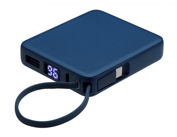 Аккумулятор внешний со встроенным кабелем USB-C Evolt Дэнси, 5000 мАч, темно-синий (590160.72)