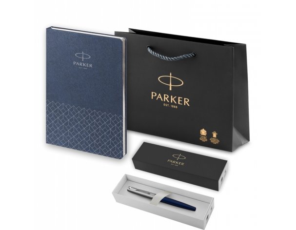 Ручка перьевая Parker Jotter Royal Blue CT, Mblue и ежедневник недатированный, синий (PRPS2030950)