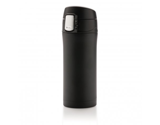 Mug thermal XD Collection Easy Lock made of recycled RCS stainless steel, 300 ml, black (P435.061)