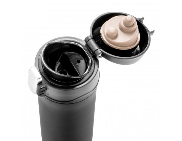 Mug thermal XD Collection Easy Lock made of recycled RCS stainless steel, 300 ml, black (P435.061)