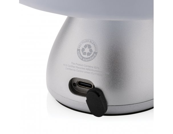 Лампа беспроводная настольная XD Collection Luming из переработанного пластика RCS, IPX4, серая (P513.742)