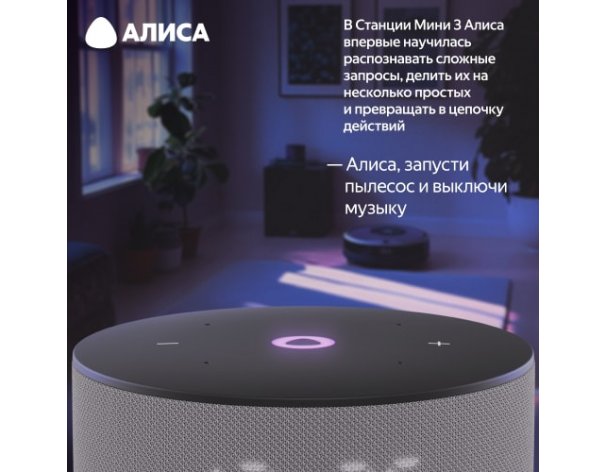 Колонка умная Яндекс Станция Мини 3 на YaGPT, модель YNDX-00027 (серый)