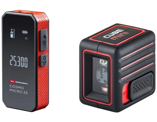 Уровень лазерный ADA Cube Mini Basic Edition + Дальномер ADA Cosmo Micro 25 А00690