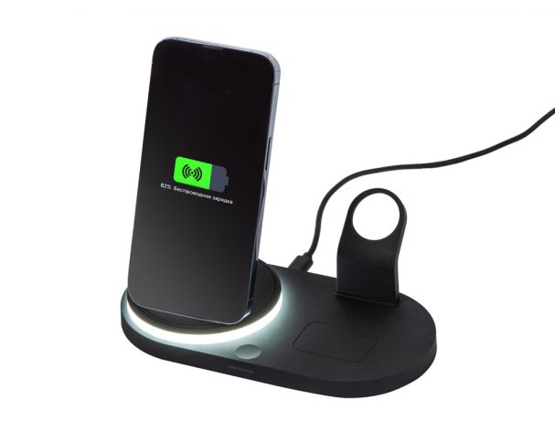 Станция зарядная складная с беспроводной зарядкой Evolt Flashport, 15 Вт, черный (591076)