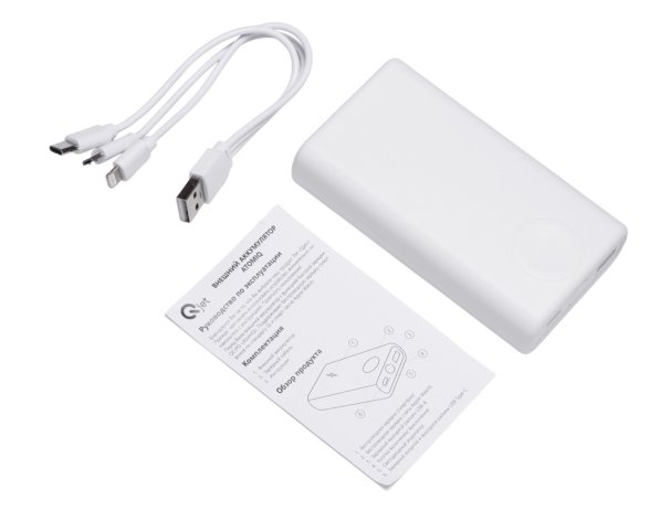 Аккумулятор внешний беспроводной 2-в-1 Qjet с функцией зарядки Apple Watch, QC/PD AtomIQ, 10000 мАч, белый (595846)
