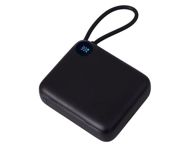 Battery external with integrated cable Evolt Liri, QC/PD, 10000 mAh, black (872917)