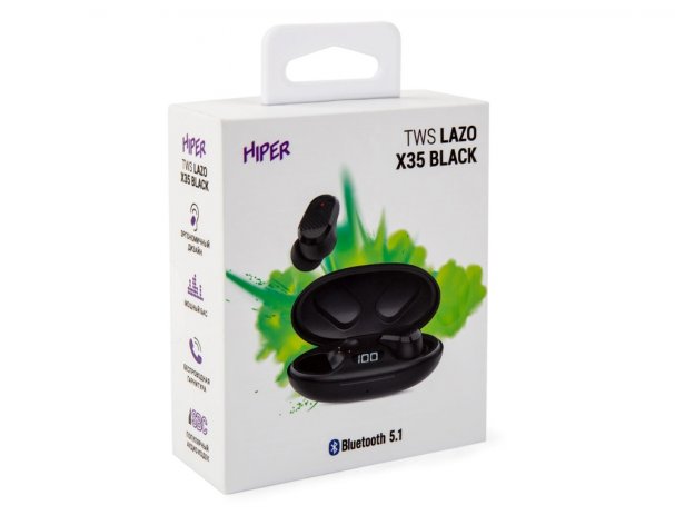 Наушники Hiper TWS Lazo X35 Black, черный HTW-LX35