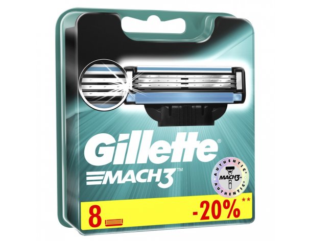Кассеты сменные для бритвы Gillette Mach3 8 шт.