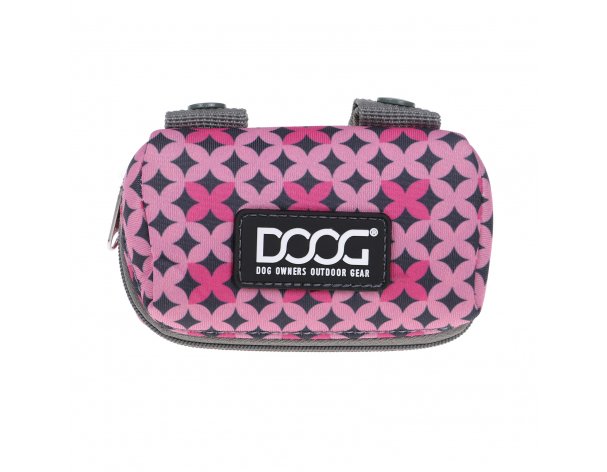 Leash bag neoprene Doog Toto, pink with pattern, 10x7x4 cm