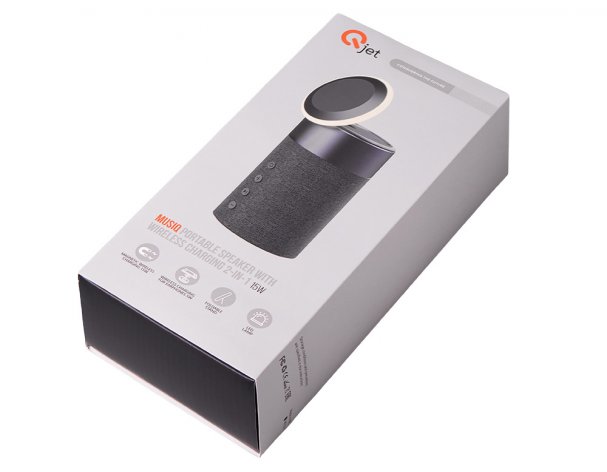Колонка Qjet Мьюзик с беспроводной Magsafe-зарядкой для смартфона и наушников , 15 Вт, черный (401317)
