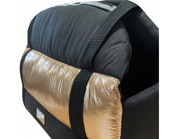 Pet carrier bag AntePrima Bianca, black and gold, 43x23x30 cm
