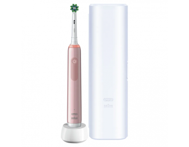 Щетка зубная электрическая Oral-B Pro 3 D505.513.3X розовая + насадки Oral-B CrossAction EB50RX ,10 шт.