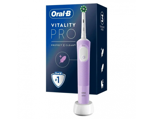 Electric toothbrush Oral-B Vitality Pro D103.413.3 Cross Action Protect X Clean lilac + Women's razor Gillette Venus Comfortglide Miami + 1 replacement cartridge + holder